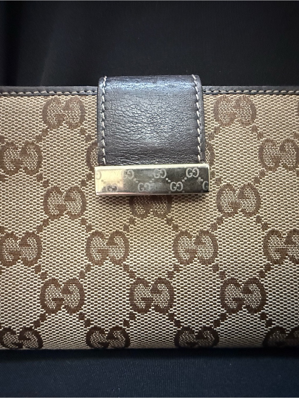 Gucci Brown and Beige GG Canvas Snap Wallet - Picture 1 of 11